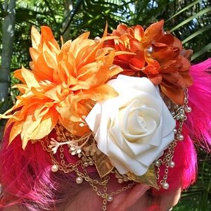Handmade dripping sunset hair fascinator